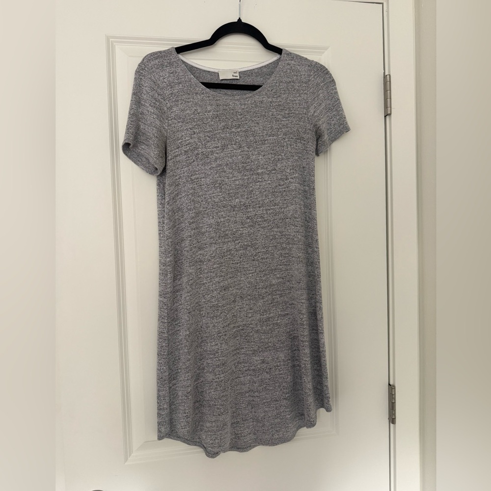 Aritzia Heather Grey Short-Sleeve Knit Mini Dress